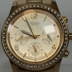 Guess Steel Gold Glitz Multifunction Watch W16567L1 New Battery